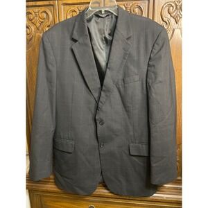 Jos A Bank Classic Collection Mens 44R Black Windowpane 100% Wool Blazer Jacket